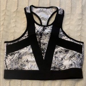 Black and White Patterned Racerback Sports Bra